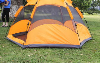 洋湖轩榭 户外野营用品六角帐篷3 4人双层防暴雨自动速开帐篷